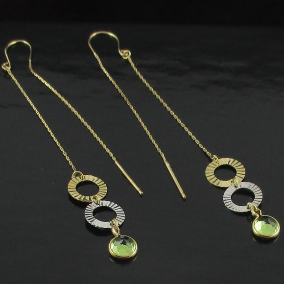 Victoria Wieck 14K Gemstone Threader Earrings - Picture 2 of 10